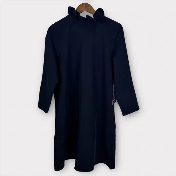 Tuckernuck Daphne Black Dress Bow Back Ruffle Neck XS